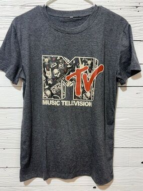MTV Graphic Tee - Charcoal with Red and Cream Logo